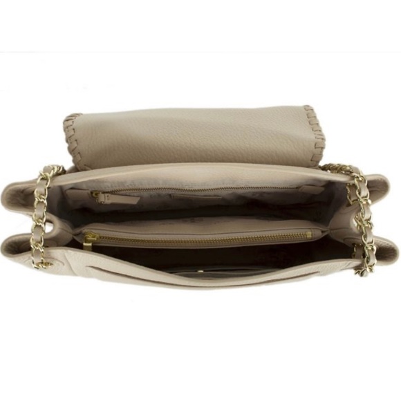Tory Burch Taupe Leather Flap Marion Shoulder Bag - Picture 8 of 9